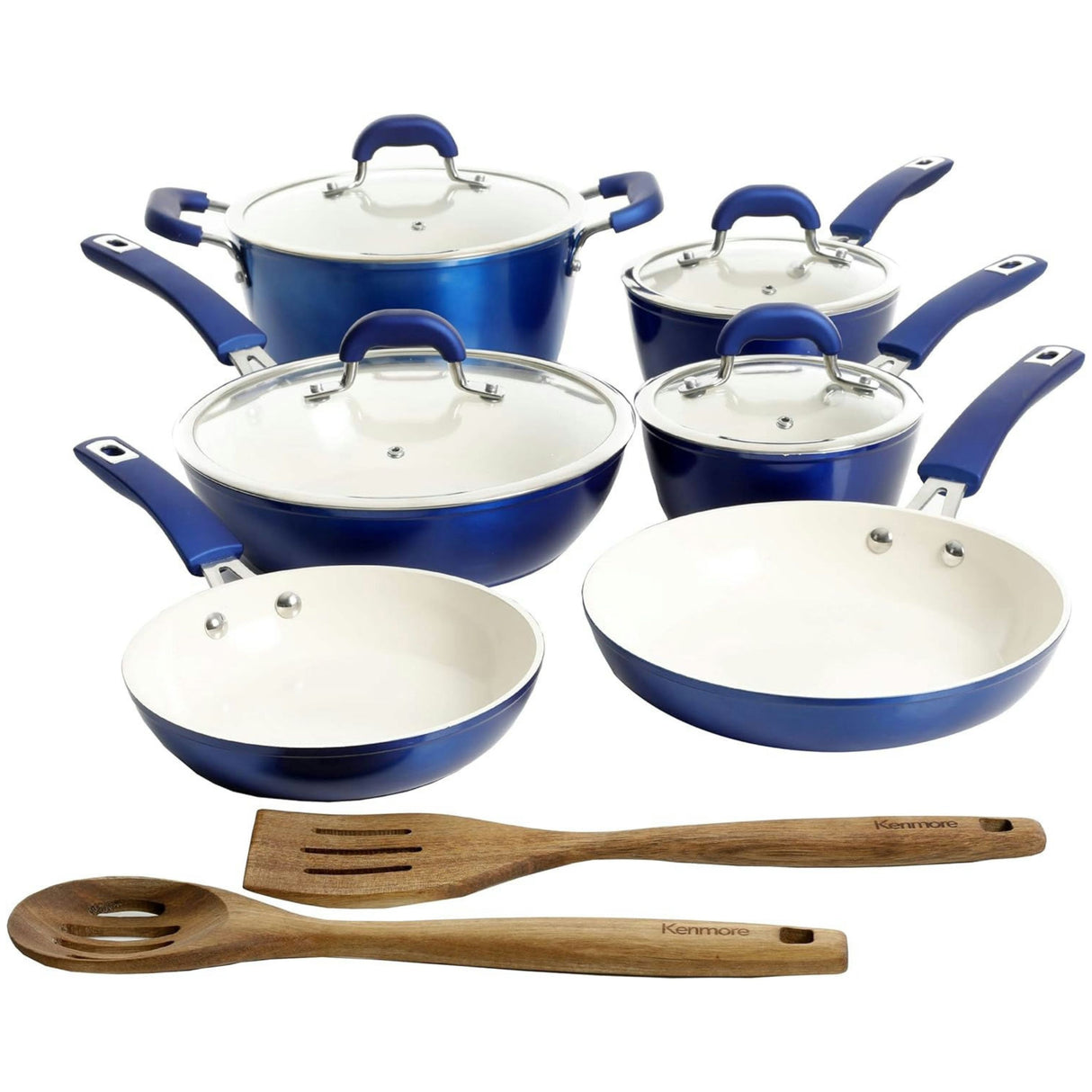 Kenmore Arlington 12-Pc Aluminum W/Ceramic Cookware Set Blue - Blue