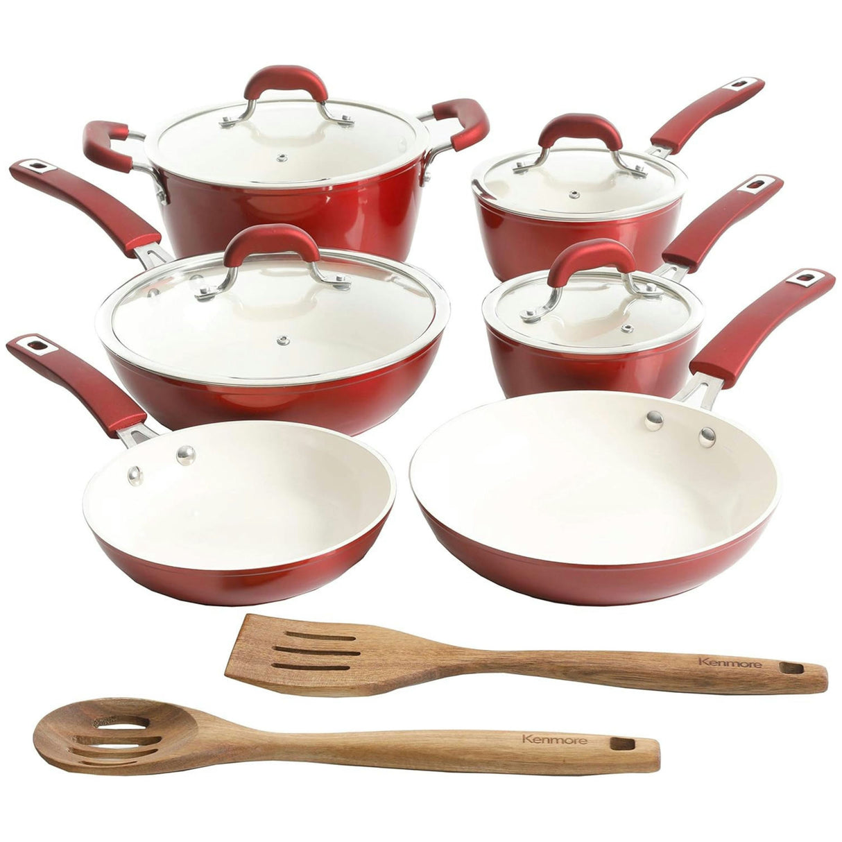 Kenmore Arlington 12-Pc Aluminum W/Ceramic Cookware Set - Brown