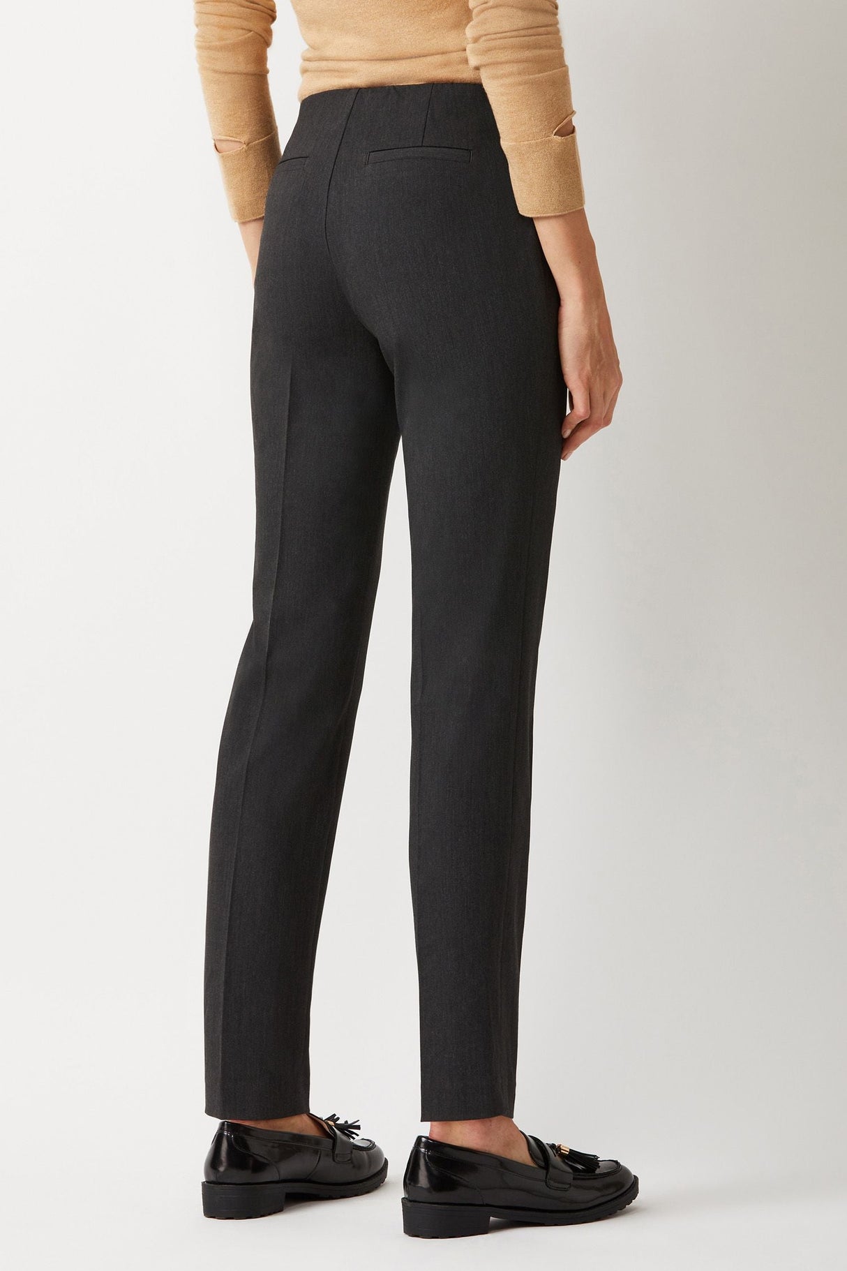 Ecru Designs Mid Waist Solid Stretch Crepe Pant by Curated Brands