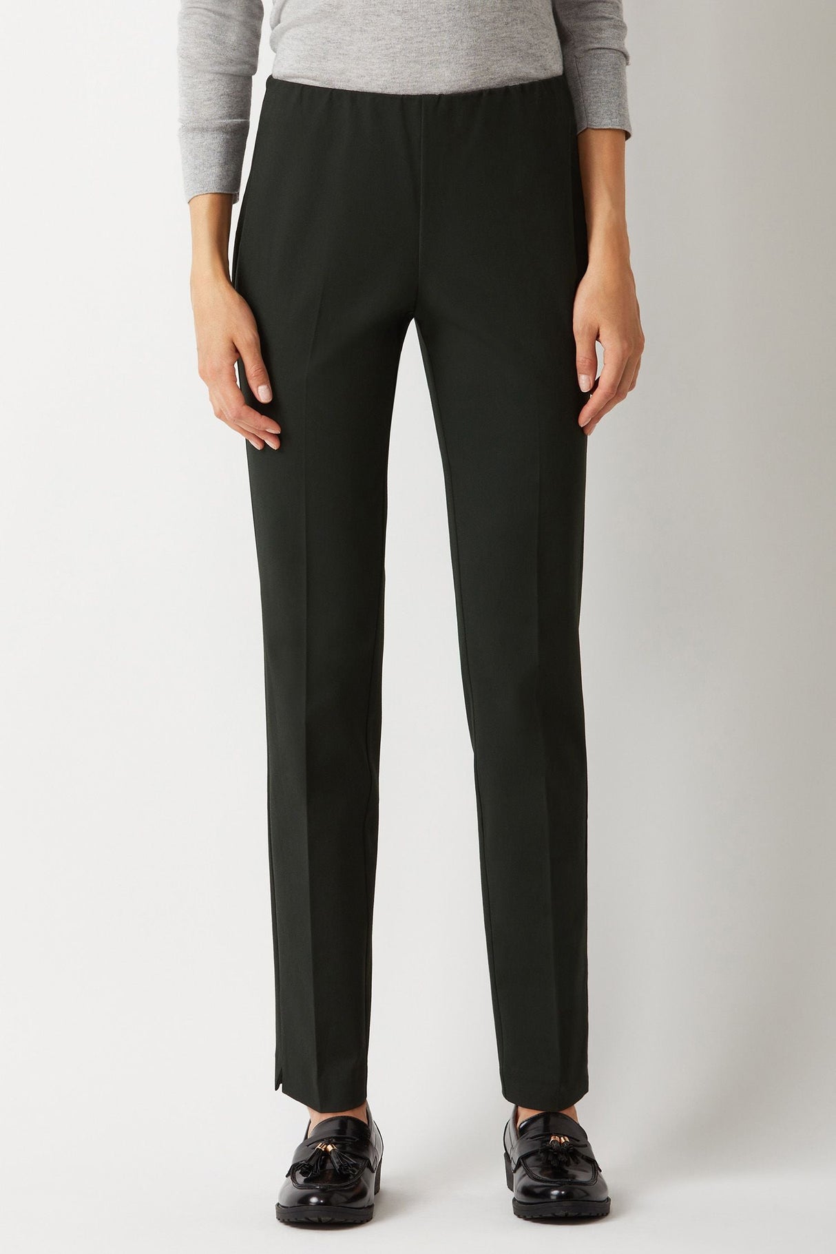 Ecru Designs Mid Waist Solid Stretch Crepe Pant by Curated Brands