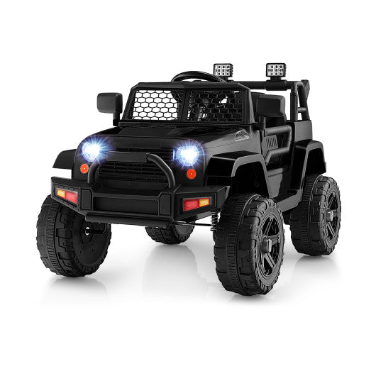 12V Kids Ride On Truck with Remote Control and Headlights-Black