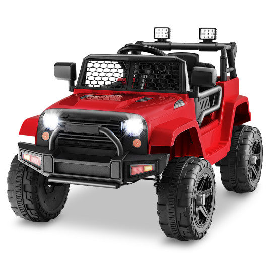 12V Kids Ride On Truck with Remote Control and Headlights-Red