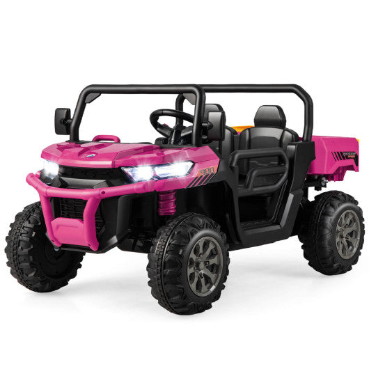 2-Seater Kids Ride On Dump Truck with Dump Bed and Shovel-Pink