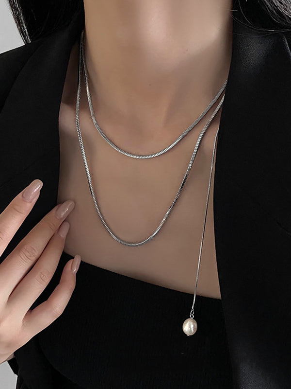 Casual Normcore Pearl Necklaces Accessories by migunica