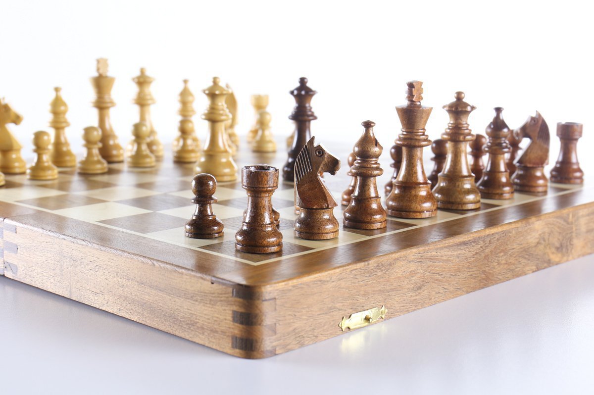 14" Folding Chess Box and Set by Chess House