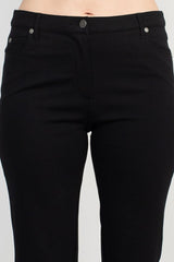 Alberto Makali Mid Waist Belt Hoop Zip Button Closure 5 Pocket Crepe Pant by Curated Brands