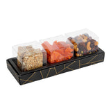 3 Square Shaped Clear Boxes With Rectangle Tray Black 11" X 3.9" X 1.3" Pack of 12 by Hammont