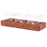 3 Square Shaped Clear Boxes With Rectangle Tray Brown 11" X 3.9" X 1.3" 12 Pack by Hammont