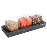 3 Square Shaped Clear Boxes With Rectangle Tray Gray 11" X 3.9" X 1.3" 12 Pack by Hammont