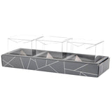 3 Square Shaped Clear Boxes With Rectangle Tray Gray 11" X 3.9" X 1.3" 12 Pack by Hammont