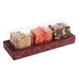 3 Square Shaped Clear Boxes With Rectangle Tray Maroon 11" X 3.9" X 1.3" Pack of 12 by Hammont