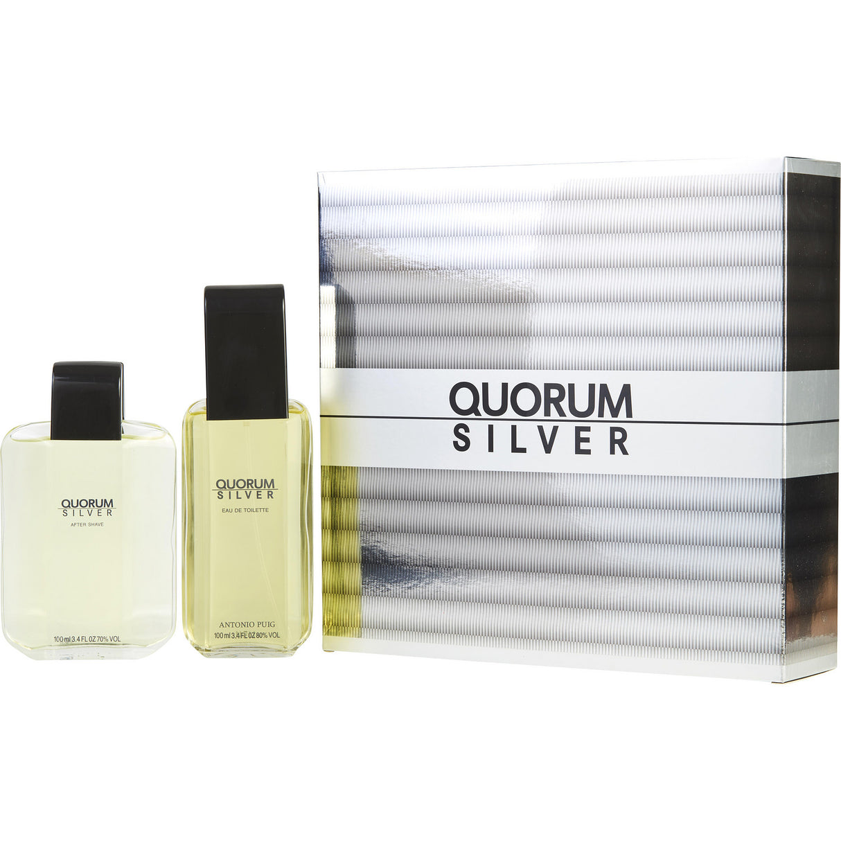 QUORUM SILVER by Antonio Puig - EDT SPRAY 3.4 OZ & AFTERSHAVE 3.4 OZ - Men