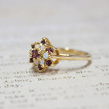 Vintage Rose and Amethyst Austrian Crystal Star Ring 18k Yellow Gold Electroplate Made in the USA by PVD Vintage Jewelry