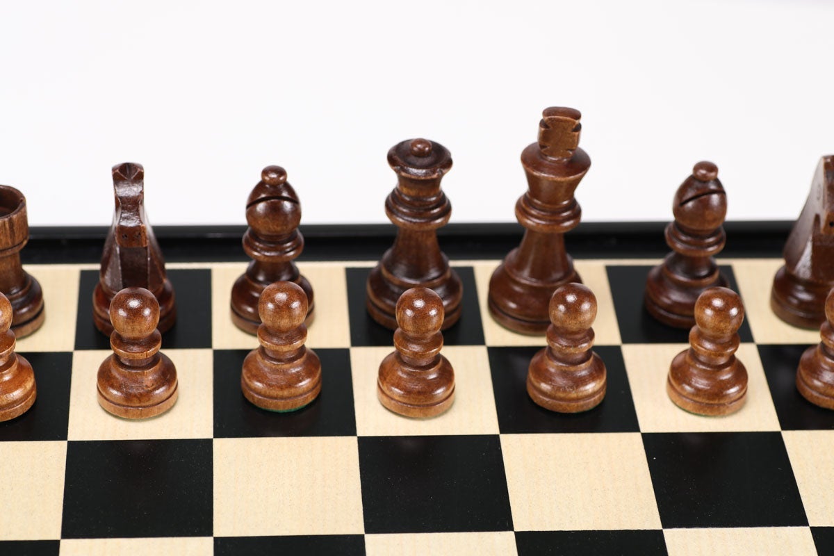 15" Wooden Chess and Checkers Set - Black by Chess House