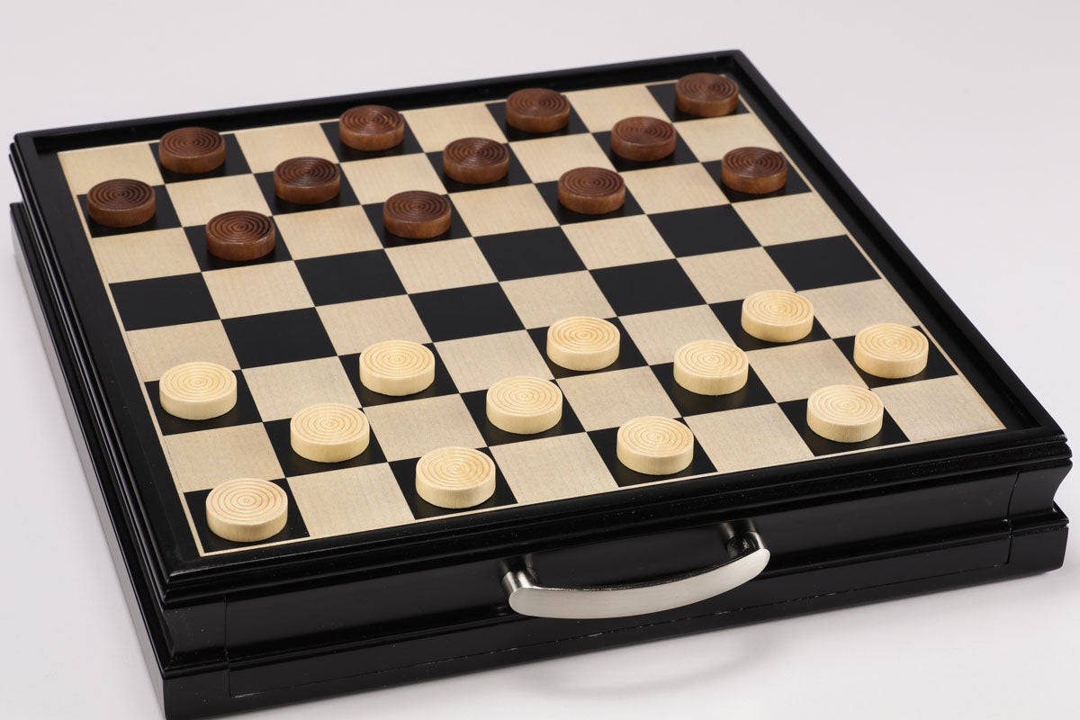 15" Wooden Chess and Checkers Set - Black by Chess House