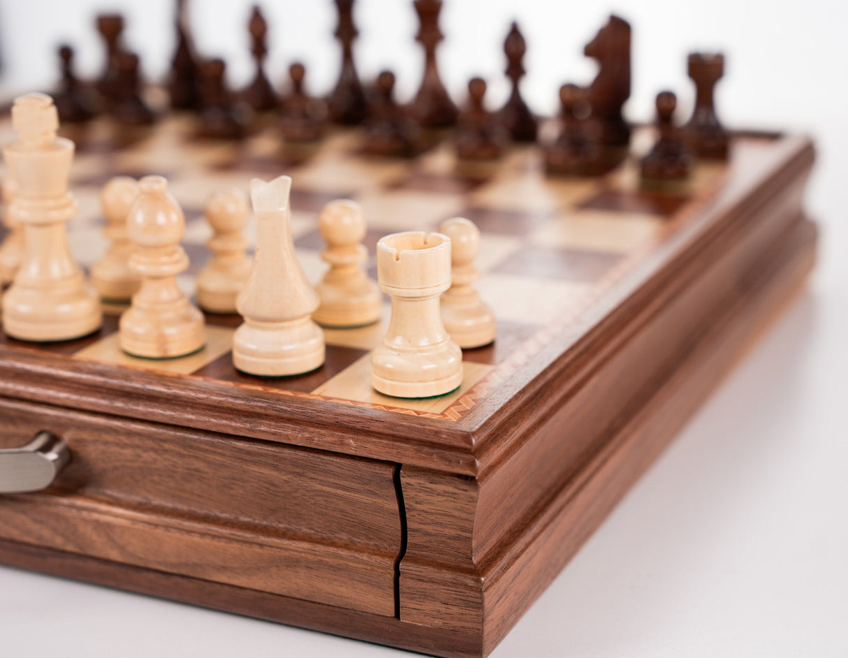 15" Wooden Chess and Checkers Set - Walnut by Chess House