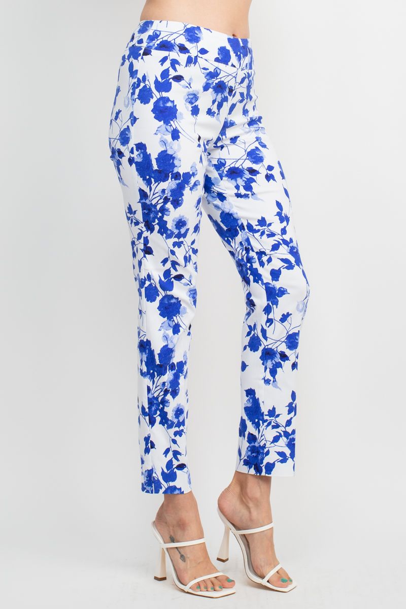 Counterparts Mid Banded Waist Multi Print Stretch Rayon Pants by Curated Brands