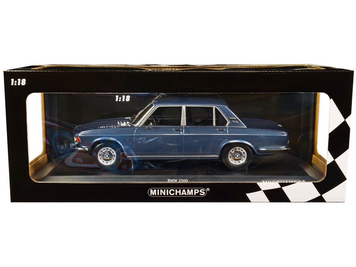 1968 BMW 2500 Blue Metallic Limited Edition to 504 pieces Worldwide 1/18 Diecast Model Car by Minichamps