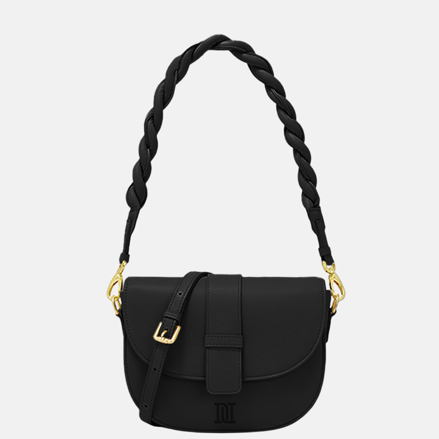 Women Shoulder Bag, Twisted Shoulder Strap Women Handbag-Black by Dioura