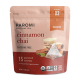 Organic Cinnamon Chai Rooibos Tea, Caffeine Free, in Pyramid Tea Bags by Paromi Tea