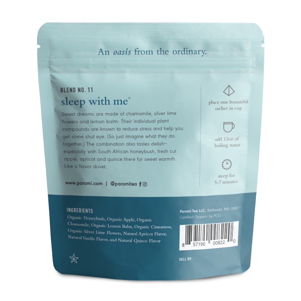 Organic Sleep With Me Herbal Tea, Caffeine Free, in Pyramid Tea Bags by Paromi Tea