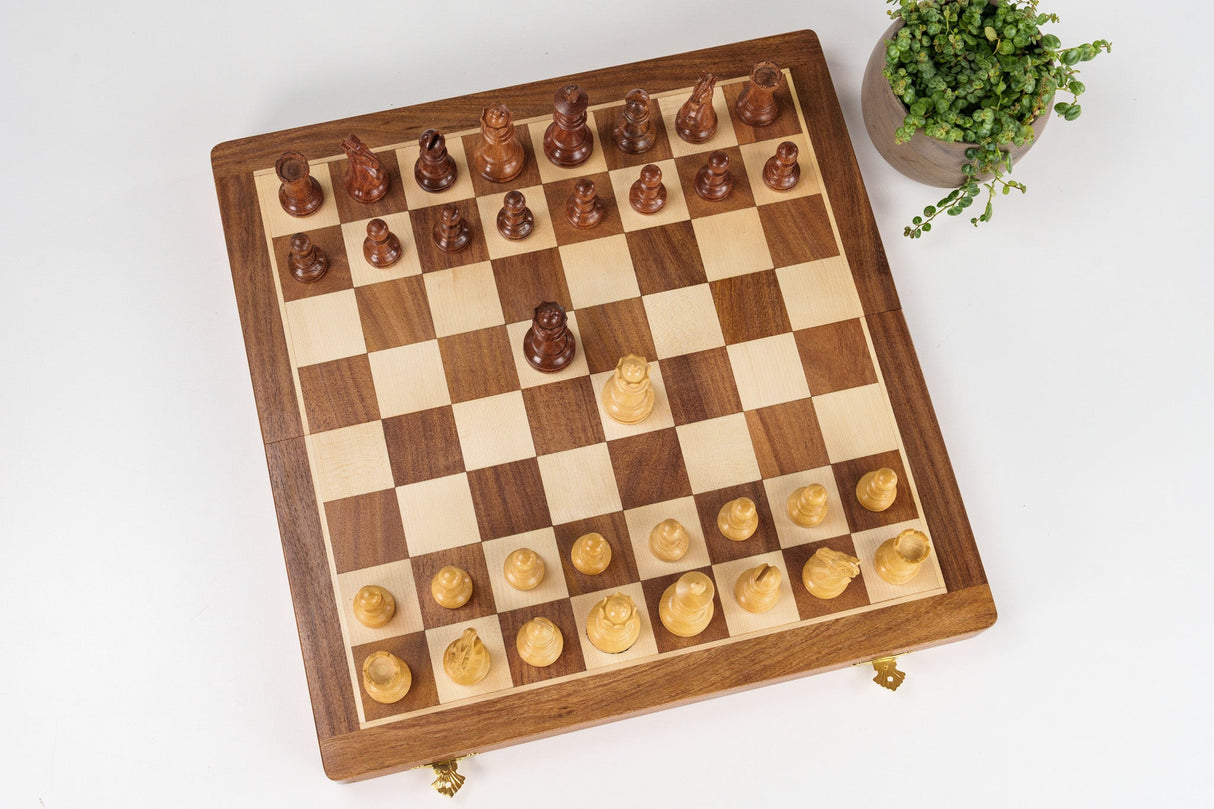 16" Folding Magnetic Wooden Chess Set by Chess House