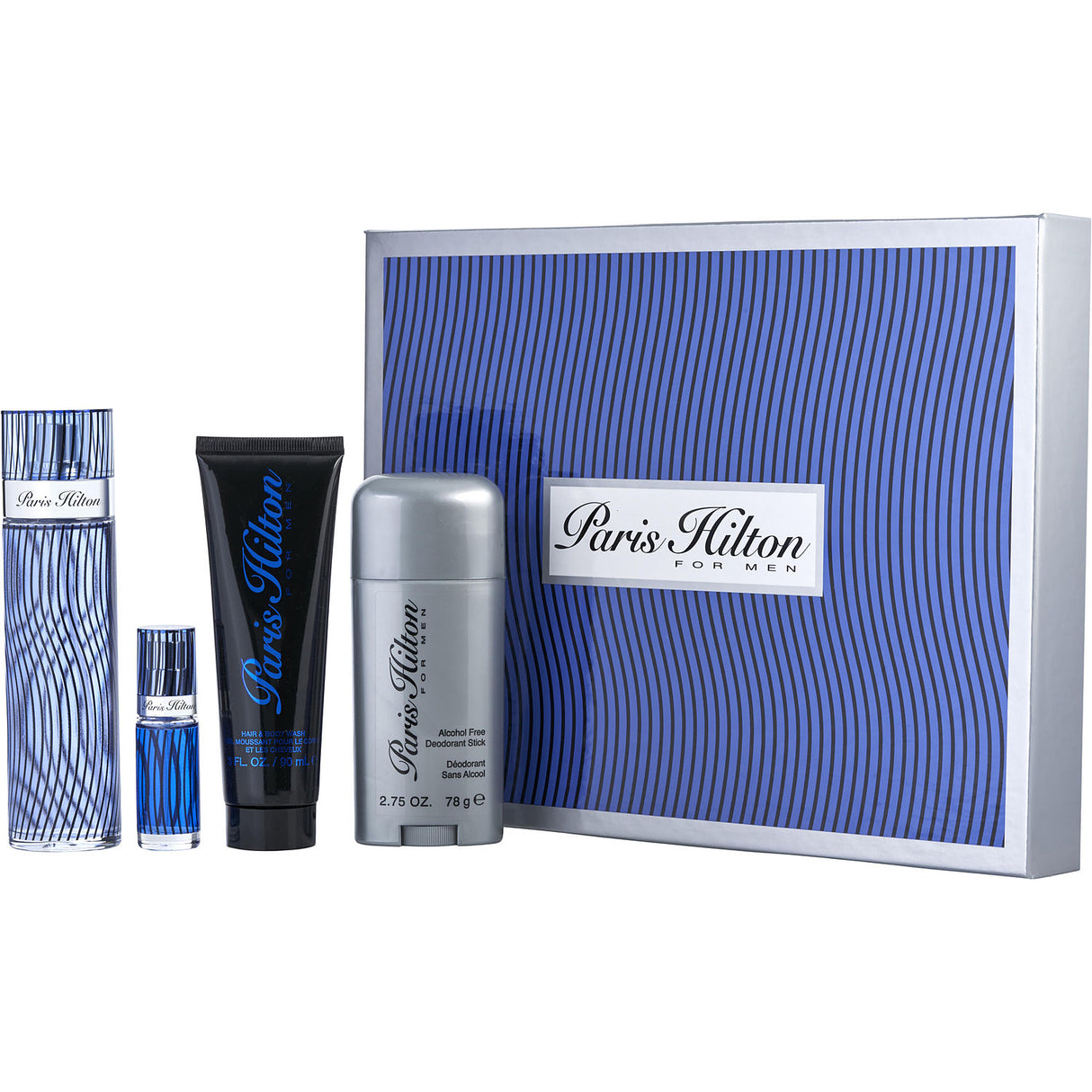 PARIS HILTON MAN by Paris Hilton - EDT SPRAY 3.4 OZ & HAIR AND BODY WASH 3 OZ & DEODORANT STICK ALCOHOL FREE 2.75 OZ & EDT SPRAY 0.34 OZ MINI - Men