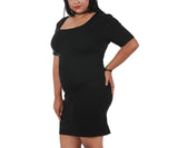 InstantFigure Curvy Short Dress with Square-neck and Short Sleeves 168027C by InstantFigure INC