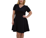 InstantFigure Curvy Short V-neck Panel dress w/flared skirt 16808MC by InstantFigure INC