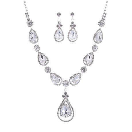 RHINESTONE TEAR DROP BRIDAL NECKLACE SET by BeyondEnvy