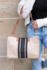 Canvas Stripe Tote by BlakWardrob