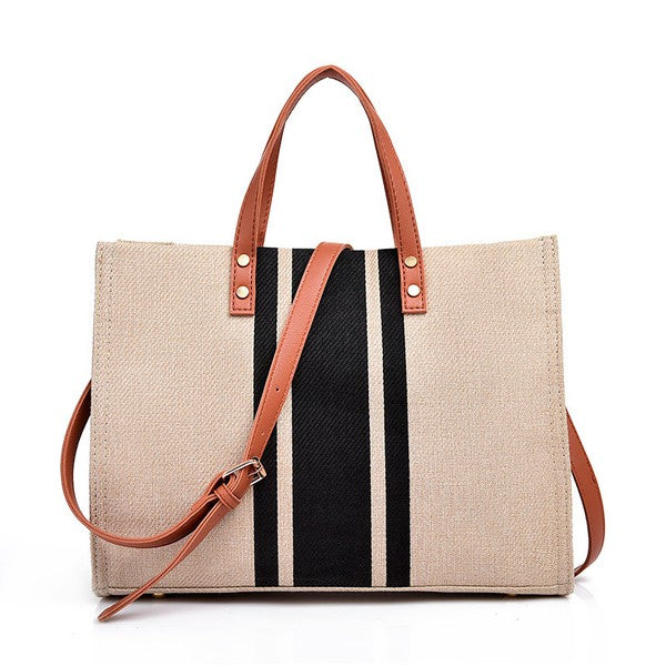 Canvas Stripe Tote by BlakWardrob