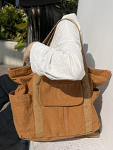 Simple Casual 3 Colors Canvas Big Pocket Bag by migunica