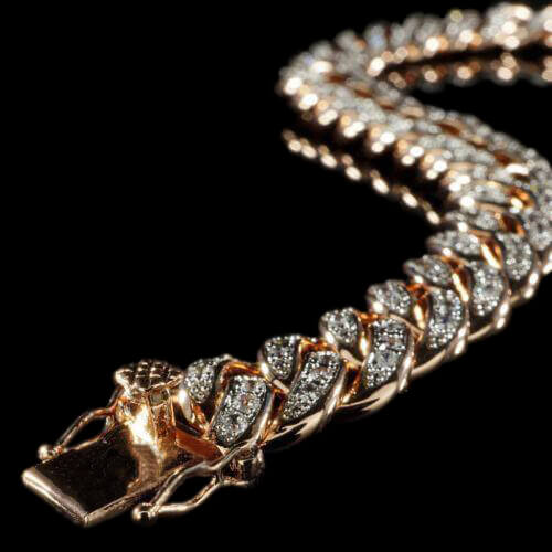 13mm Diamond Cuban Chain in Rose Gold by Custom Gold Grillz