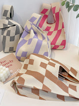 Contrast Color Letter Print Woven Bags Handbag by migunica