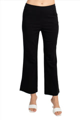 Counterparts Banded Mid Waist Pull On Solid Straight Cut Slit Hem Stretch Rayon Pant with Pockets by Curated Brands