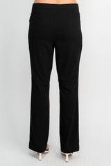 Counterparts Banded Waist Pull On Straight Cut Solid Hardware Detail Stretch Rayon Pants by Curated Brands