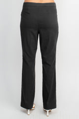 Counterparts Banded Waist Pull On Straight Cut Solid Hardware Detail Stretch Rayon Pants by Curated Brands