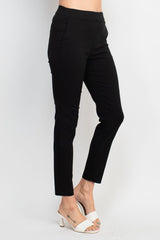 Counterparts banded mid waist slim leg stretch crepe pant by Curated Brands