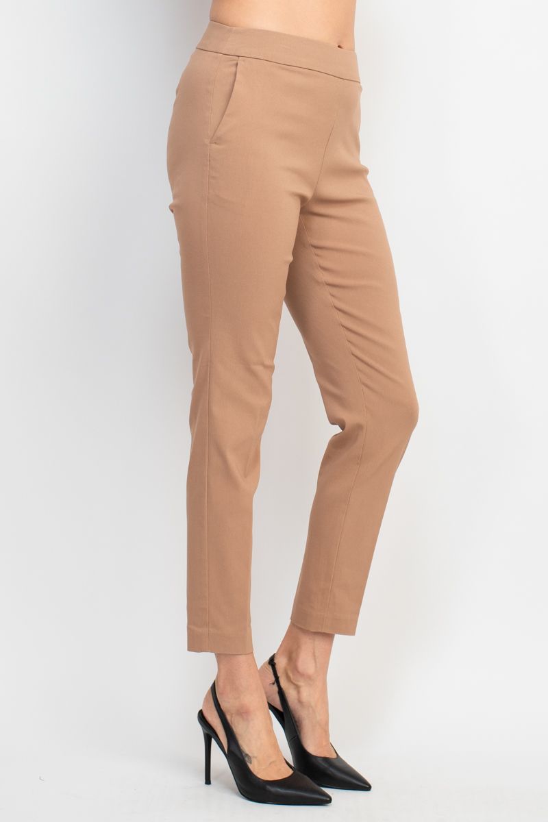 Counterparts banded mid waist slim leg stretch crepe pant by Curated Brands