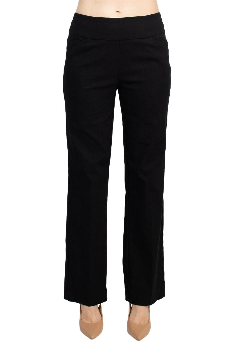 Counterparts Mid Waist Banded Waist Solid Straight Rayon Pant by Curated Brands