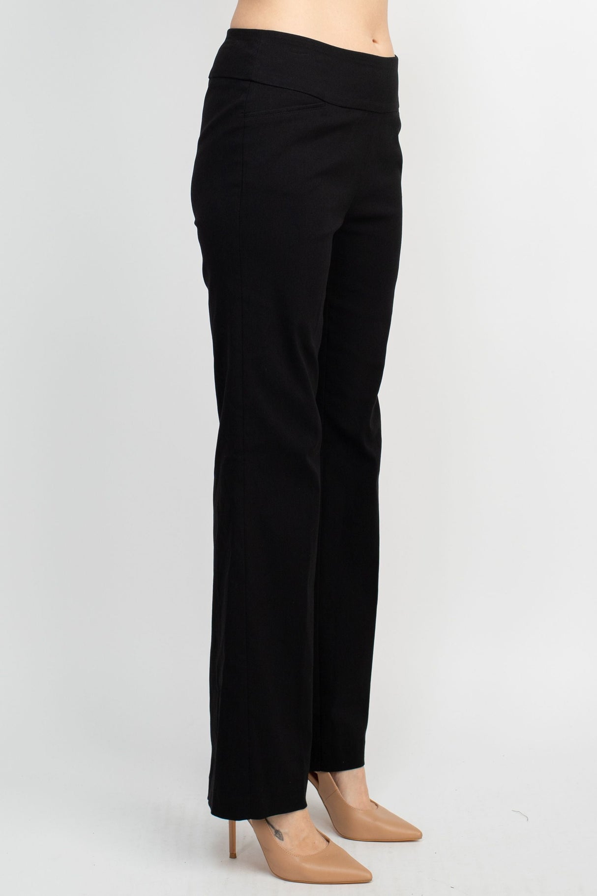 Counterparts Mid Waist Banded Waist Solid Straight Rayon Pant by Curated Brands