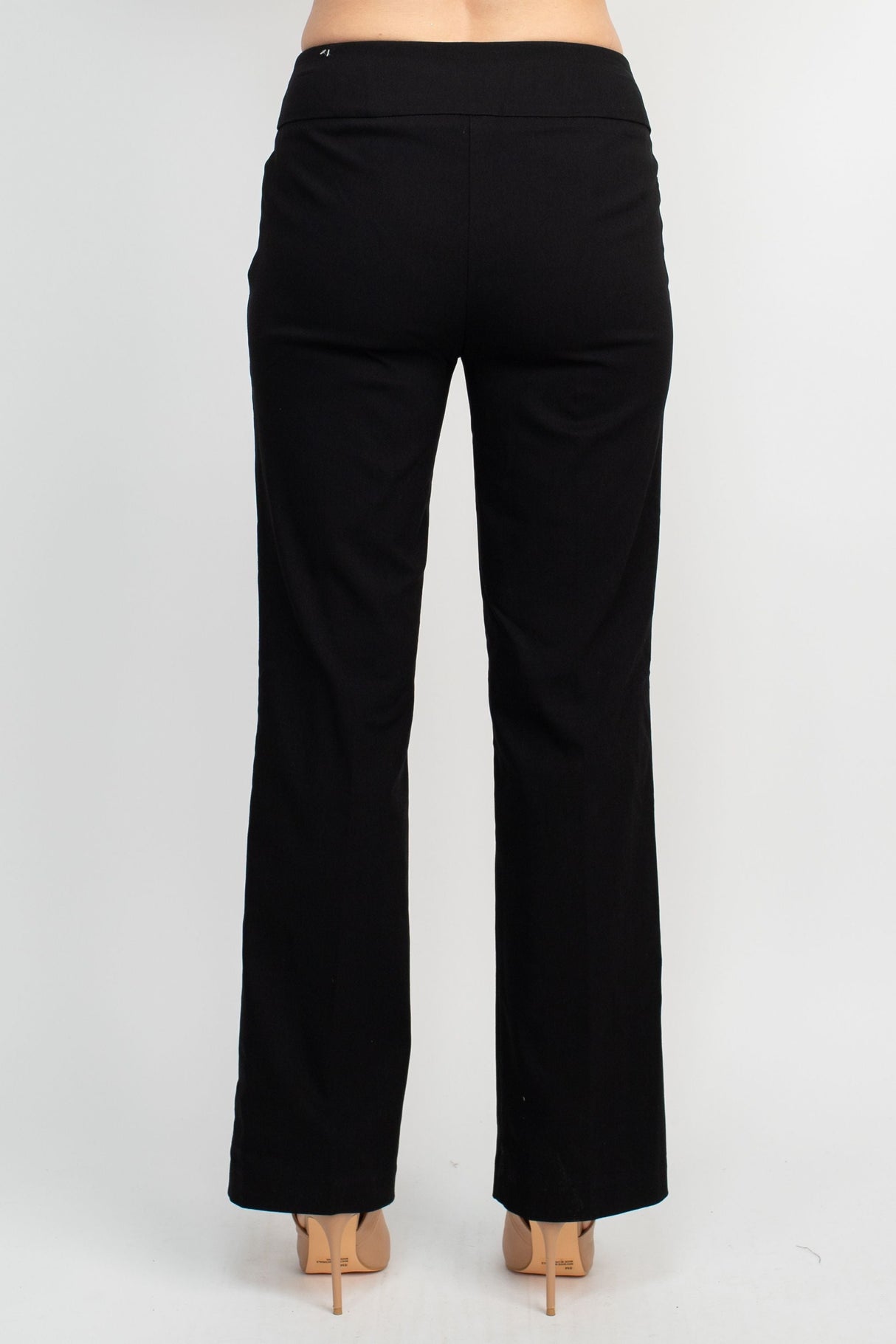 Counterparts Mid Waist Banded Waist Solid Straight Rayon Pant by Curated Brands