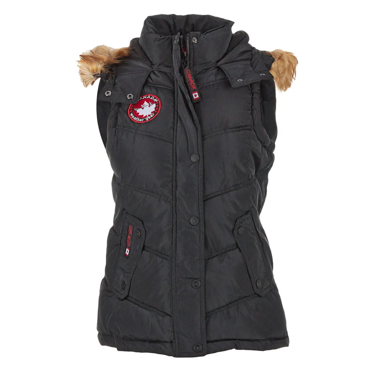 Canada Weather Gear Women's Puffer Vest with Faux Fur Trim Hood by PROOZY