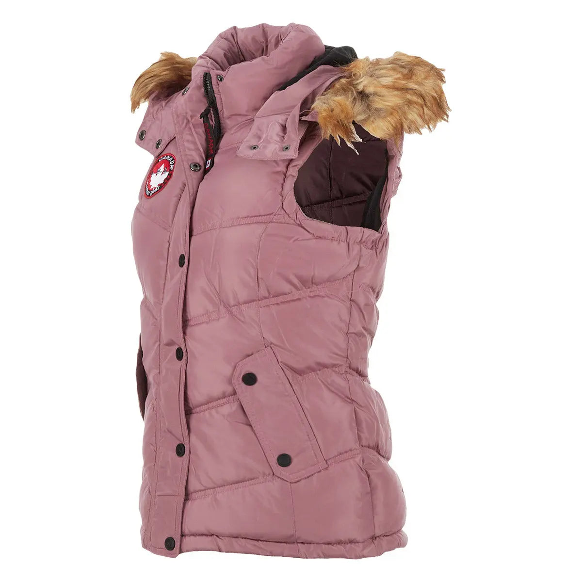 Canada Weather Gear Women's Puffer Vest with Faux Fur Trim Hood by PROOZY