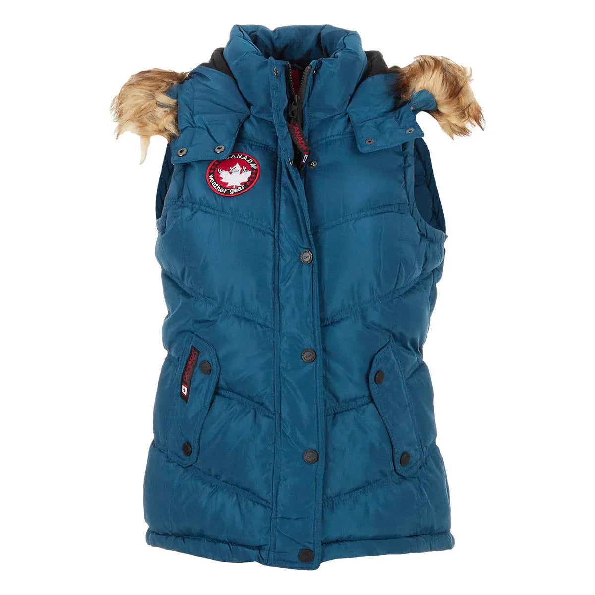 Canada Weather Gear Women's Puffer Vest with Faux Fur Trim Hood by PROOZY