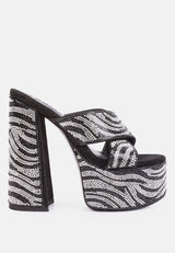 sinful high platform patterned diamante slides by London Rag