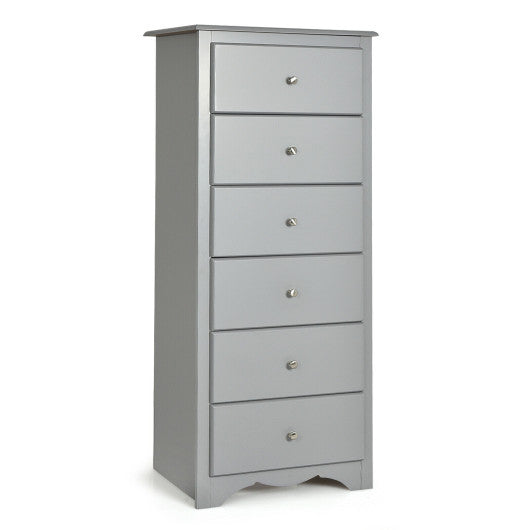 6 Drawers Chest Dresser Clothes Storage Bedroom Furniture Cabinet-Gray