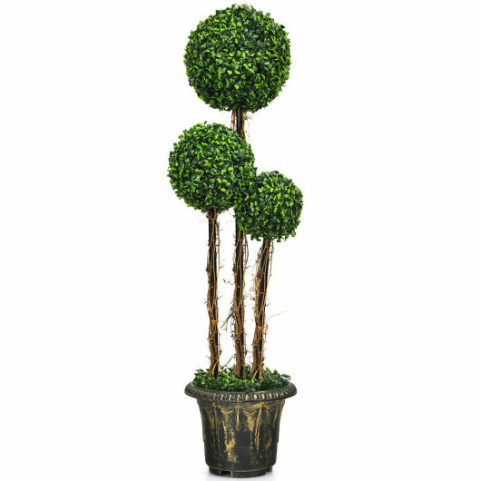 4 Feet Artificial UV Resistant Topiary Triple Ball Tree Plant