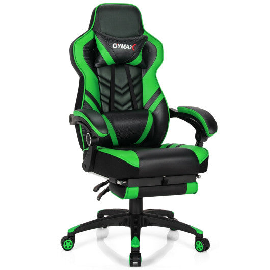 Adjustable Gaming Chair with Footrest for Home Office-Green